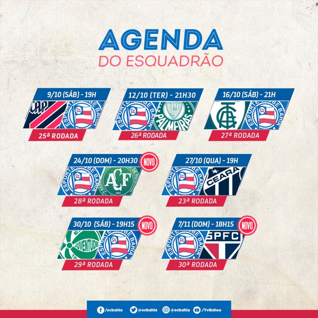 Veja datas e horários dos primeiros jogos do Bahia no Brasileirão