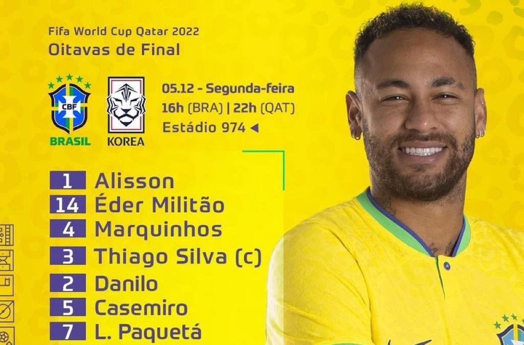 Neymar é confirmado contra a Coreia do Sul; veja a escalação do Brasil