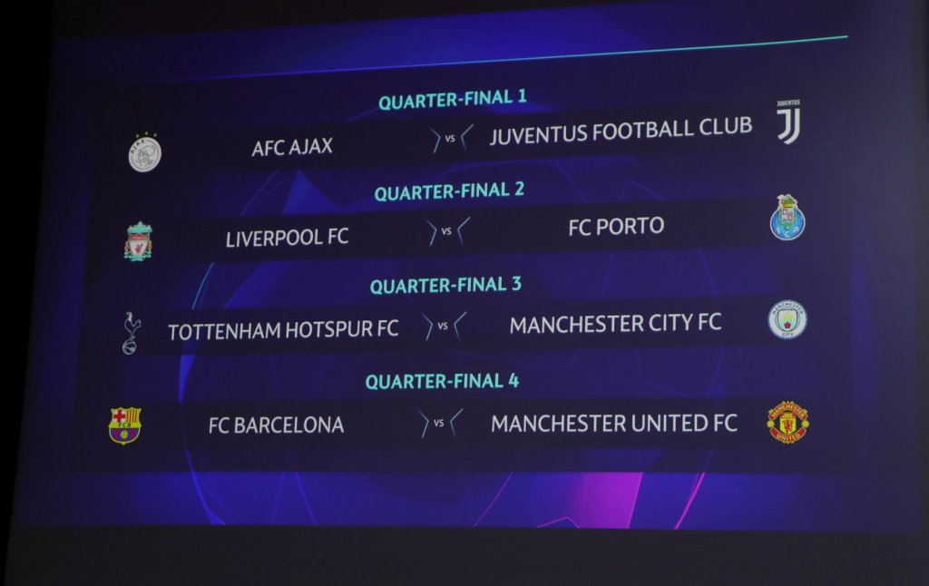 Champions League: Confrontos das quartas de final definidos