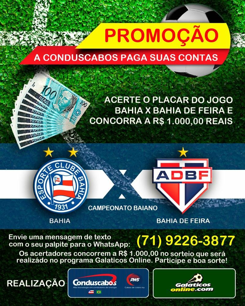 Promoção Conduscabos/Galáticos: Acerte o placar dos jogos da dupla BaVi e  concorra a R$ 500; Entenda - Notícias - Galáticos Online