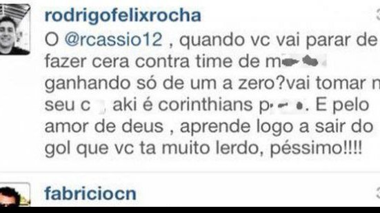 Imagem Goleiro do Coritnhians xinga torcedor em rede social