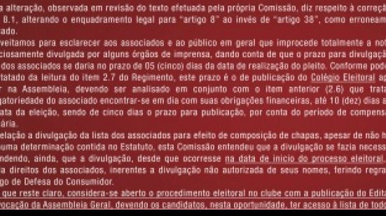 Imagem Após impugnação, Vitória altera item de regras para eleição