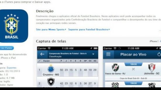 Imagem CBF lança aplicativo de celular sobre competições