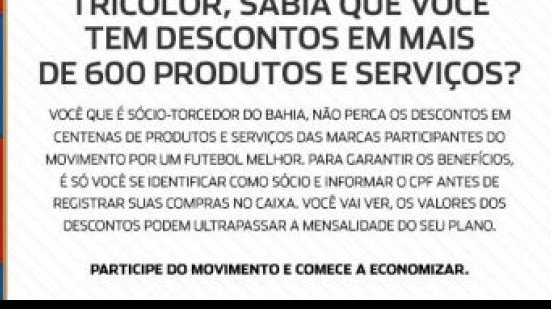 Imagem Bahia sorteia ingressos de jogo da Sul-Americana entre os sócios