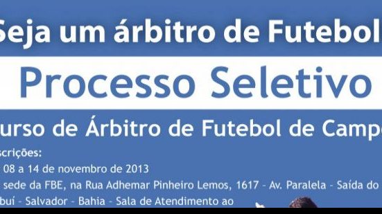 Imagem  Inscrições para curso de árbitros começam no dia 8 de novembro