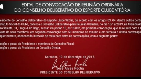 Imagem Vitória convoca Conselho para eleição presidencial
