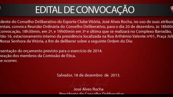 Imagem Reunião do Conselho Deliberativo do Vitória acontece nesta sexta