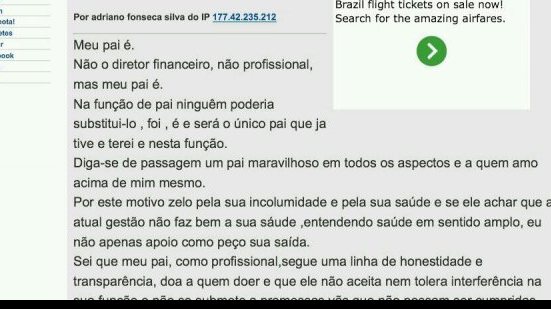 Imagem Filho de Reub Celestino: gestão do Bahia pode fazer mal ao pai