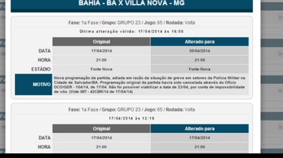Imagem CBF faz nova alteração e marca Bahia x Villa Nova para 21h do dia 30