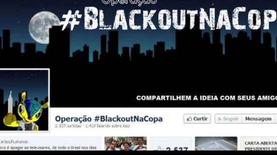 Imagem Página convoca internautas para fazerem um blecaute na Copa