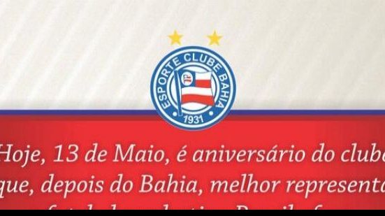 Imagem   Bahia ironiza rival e parabeniza o Sport por aniversário