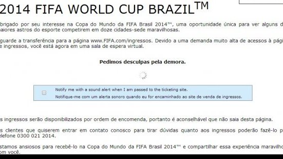 Imagem Copa: torcedores ficam ‘presos’ em fila virtual ao tentar comprar ingressos