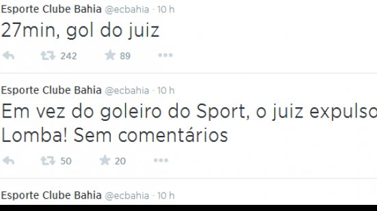 Imagem Twitter oficial do Bahia &#039;fala demais&#039; e causa polêmica