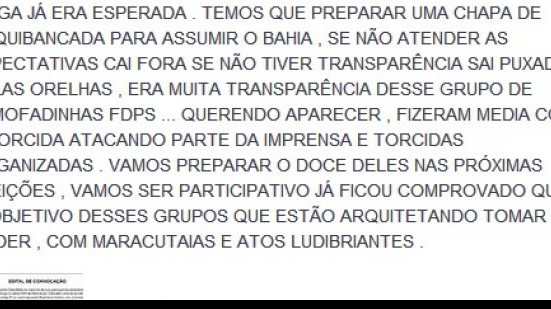 Imagem Revelada crise no Bahia, presidente da Povão dispara: &quot;a lama continua&quot