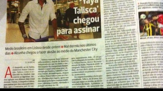 Imagem Imprensa portuguesa comemora chegada de Talisca: “pode ser titular”