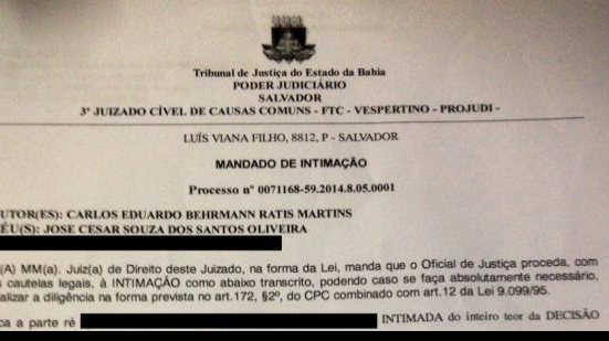 Imagem Censura: Rátis pede retirada de matérias de ex-conselheiro do Bahia