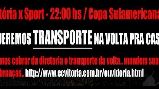 Imagem Torcida do Vitória faz campanha por melhor transporte no Barradão
