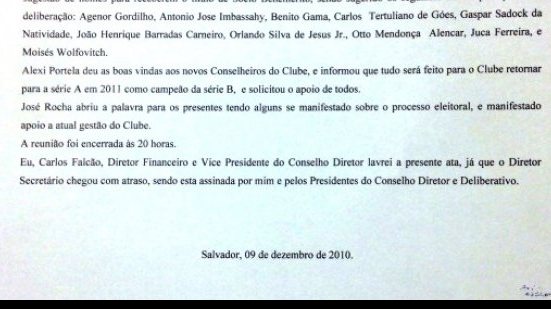 Imagem Exclusivo: confira documento que oposição do Vitória afirma não existir