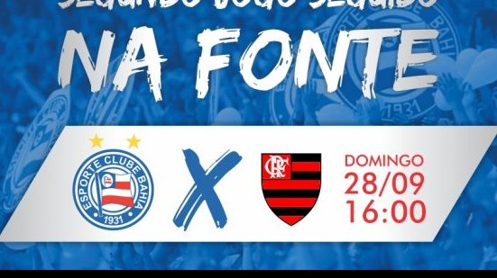 Imagem Bahia x Flamengo: ingressos a partir de R$ 10 estão à venda para duelo na Fonte