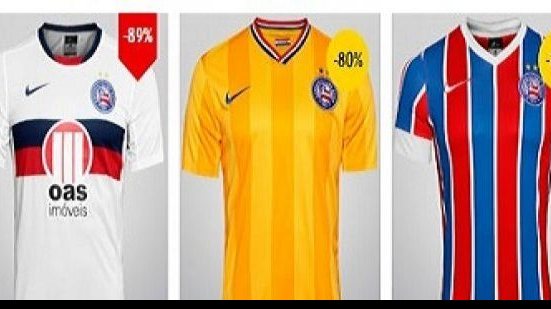 Imagem Má fase e troca de fornecedor fazem preços de camisas do Bahia despencarem