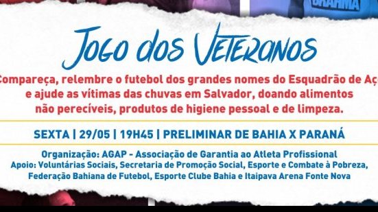 Imagem Ídolos do futebol participam de jogo beneficente na preliminar de Bahia x Paraná