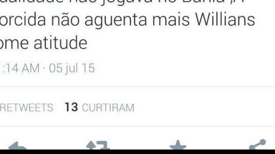 Imagem Após atuação ruim, torcida pede saída de Willians ao presidente