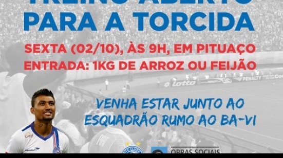Imagem Bahia libera entrada da torcida em treino em Pituaçu na véspera do BAVI