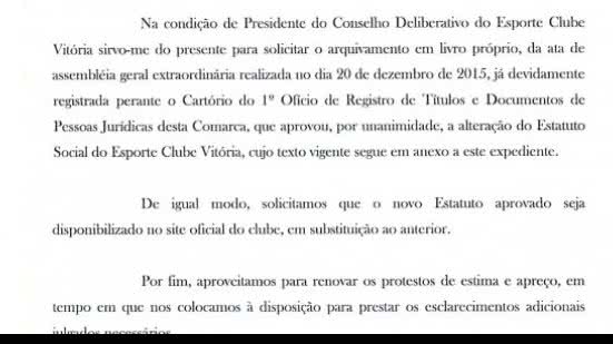 Imagem Após aprovação na AG, diretoria executiva do Vitória recebe novo estatuto 