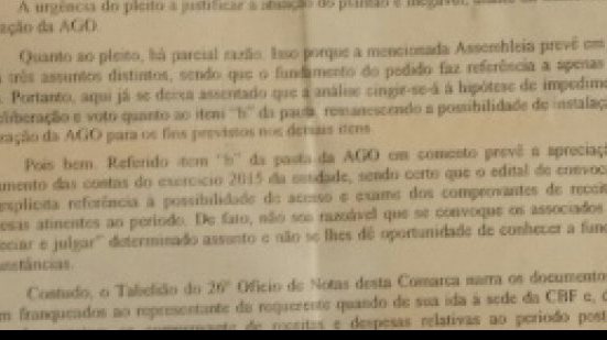 Imagem Justiça determina suspensão da assembleia para aprovação de contas da CBF