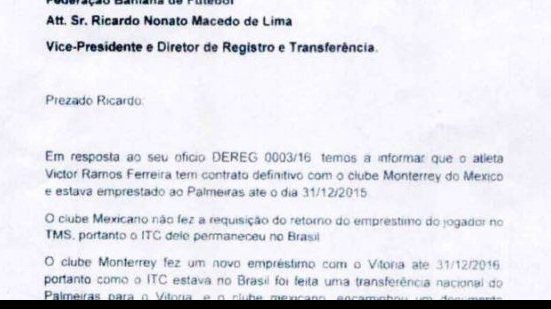 Imagem Documento enviado pela CBF pode ser decisivo para definição do caso Victor Ramos