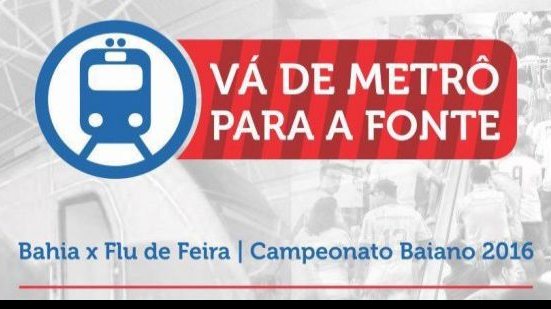 Imagem Torcida do Bahia vai ter metrô à disposição para ir e voltar à Arena nesta noite