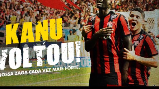 Imagem Vitória oficializa retorno de Kanu; Zagueiro comemora volta