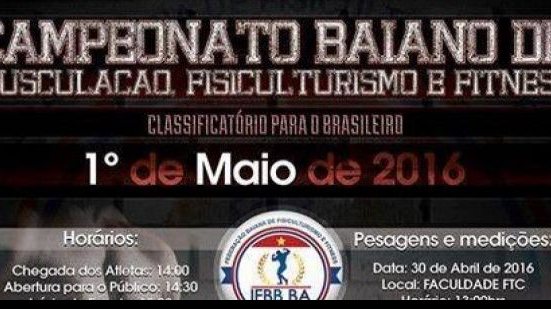 Imagem Campeonato Baiano de Fisiculturismo acontece no próximo final de semana