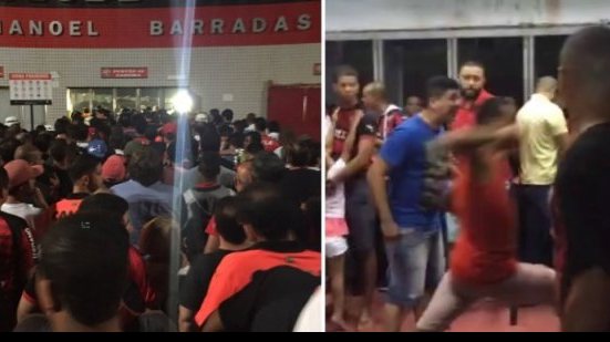 Imagem Vídeo: entrada de sócios do Vitória no Barradão é marcada por briga e confusão