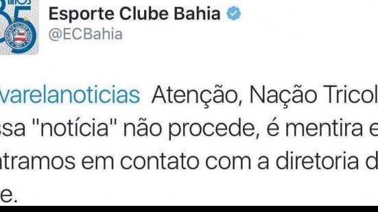 Imagem Direção do Bahia apaga postagem em rede social que desmentia desejo de Lomba 