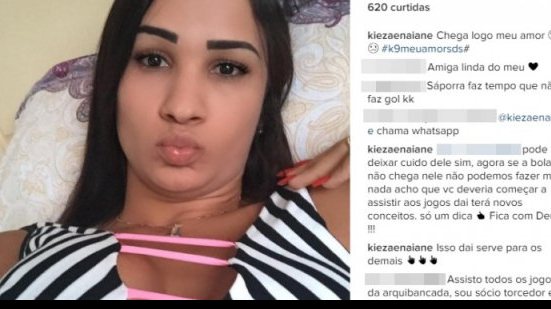 Imagem Mulher de Kieza discute com torcedores do Vitória em defesa do atacante