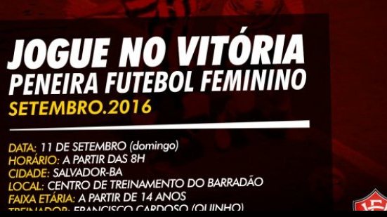Imagem Vitória realiza peneira para time feminino