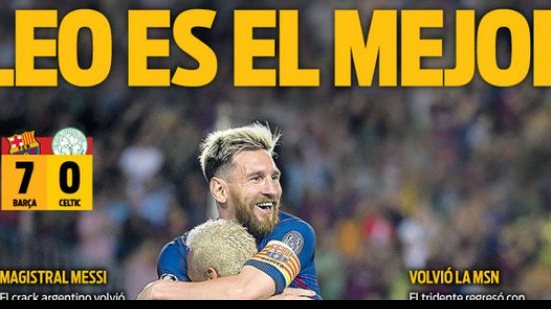 Imagem Jornal provoca CR7 e afirma que Messi é o melhor