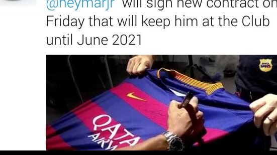 Imagem  Barcelona anuncia renovação de contrato de Neymar até 2021