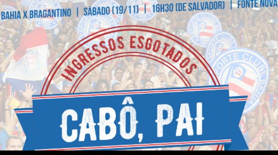Imagem Lotação Máxima: Torcida faz sua parte e esgota ingressos para Bahia x Bragantino