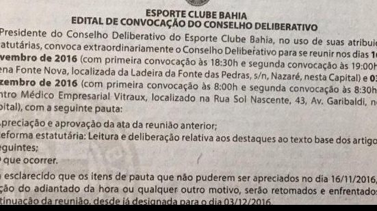 Imagem Conselho do Bahia agenda reuniões para discutir reforma do estatuto tricolor