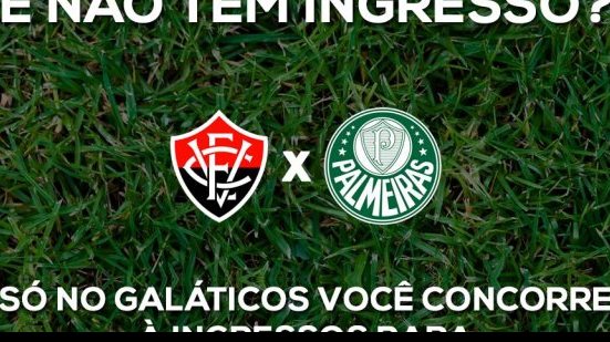 Imagem  SORTEIO DE INGRESSOS PARA O JOGO VITÓRIA X PALMEIRAS