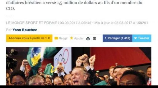 Imagem Jornal francês denuncia possível compra de votos para Rio sediar Olimpíada