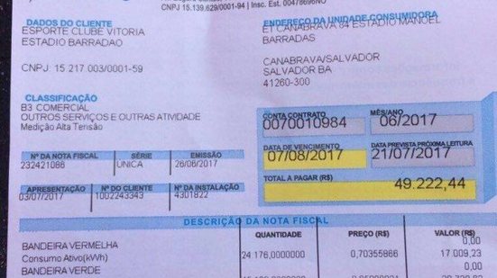 Imagem Após áudio de médico, vaza também suposta fatura de energia do Vitória