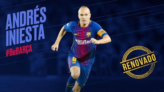 Imagem Barcelona anuncia renovação de contrato 'pelo resto da vida' com Iniesta; Entenda