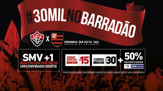Imagem  Vitória mantém promoção e inicia venda de ingressos para confronto contra o Flamengo