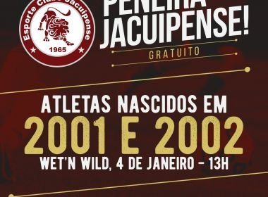 Imagem Jacuipense fará peneira na próxima quinta-feira (4) em Salvador