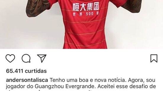 Imagem Talisca mostra otimismo para defender clube chinês