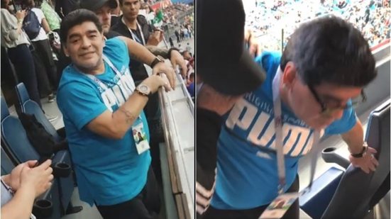 Imagem Maradona passa do ponto e sai carregado; assista
