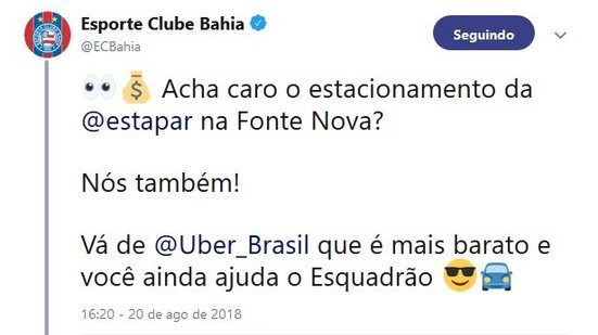 Imagem Após reclamações da torcida, Bahia alfineta preço do estacionamento na Arena Fonte Nova